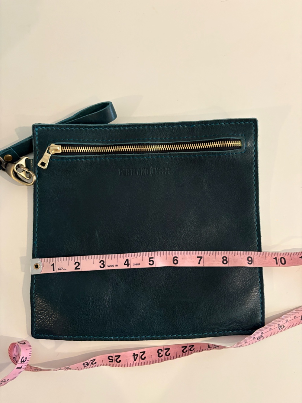 Portland Leather Goods || Deep Green Zip Pouch Wristlet - Picture 7 of 7
